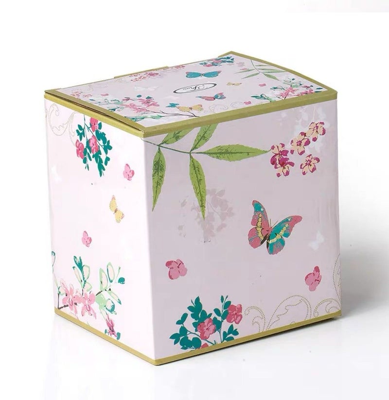 Eplze YBK Tech Euro Style Porcelain Tea Cup Coffee Mug with Lid for Breakfast Home Kitchen (((Butterflies Pattern) (Pink))) - Image 5